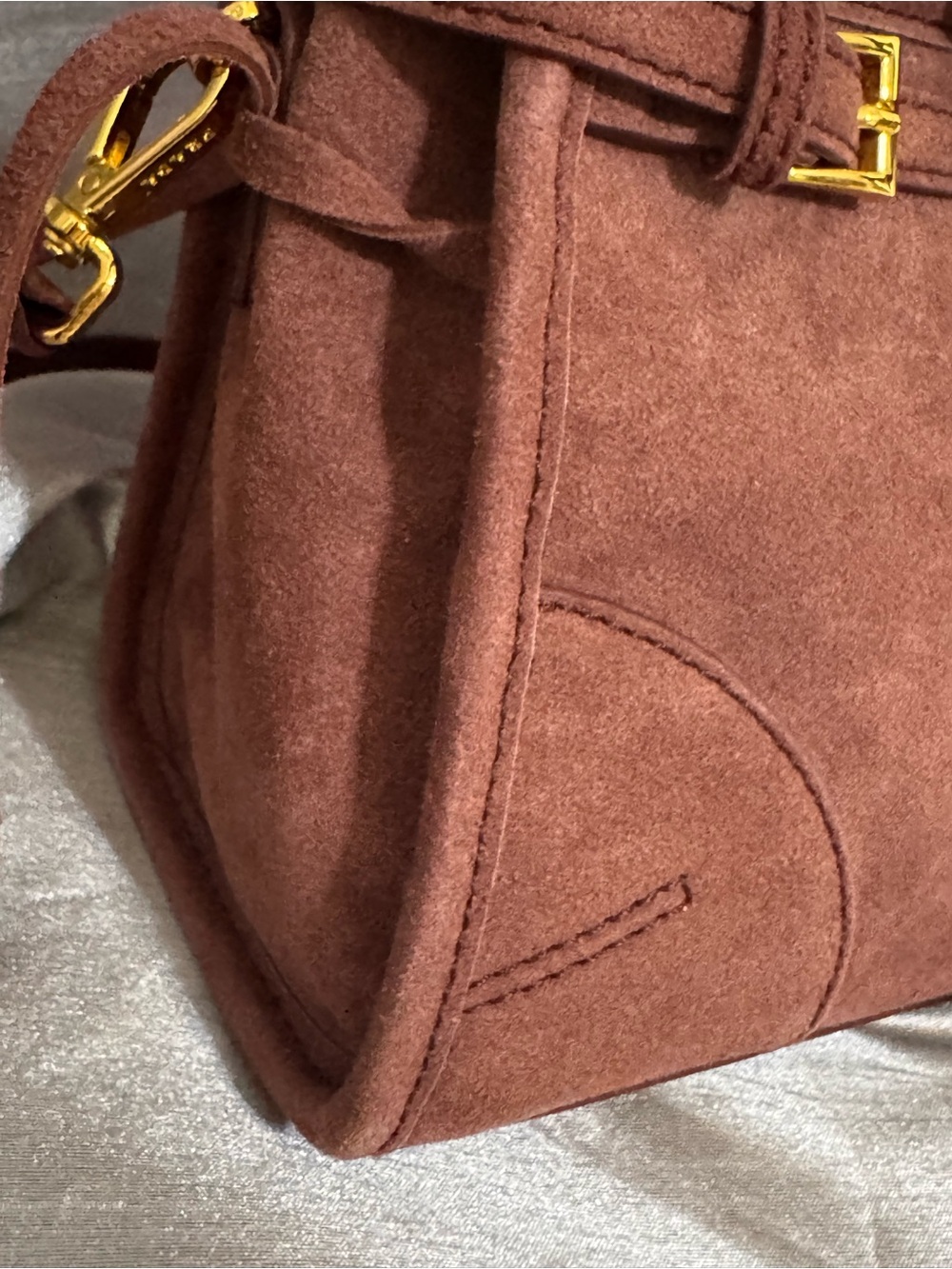 Prada Brown Suede Satchel Bag - Picture 10 of 16